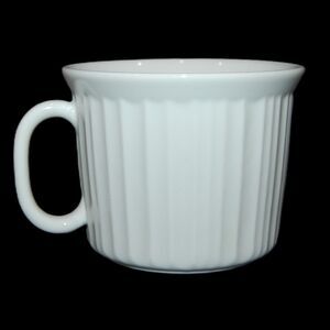 LARGE SOUP MUG FRENCH WHITE CORNINGWARE WITH HANDLE STONEWARE OVEN SAFE 3.75"